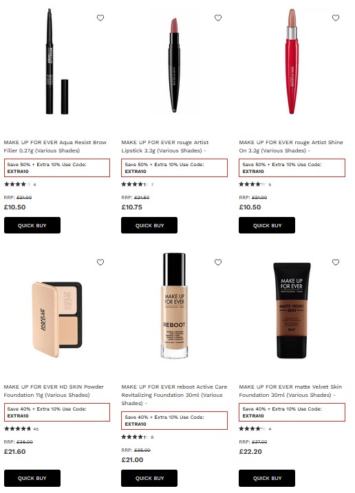 Up to 50% off MAKE UP FOR EVER at Lookfantastic