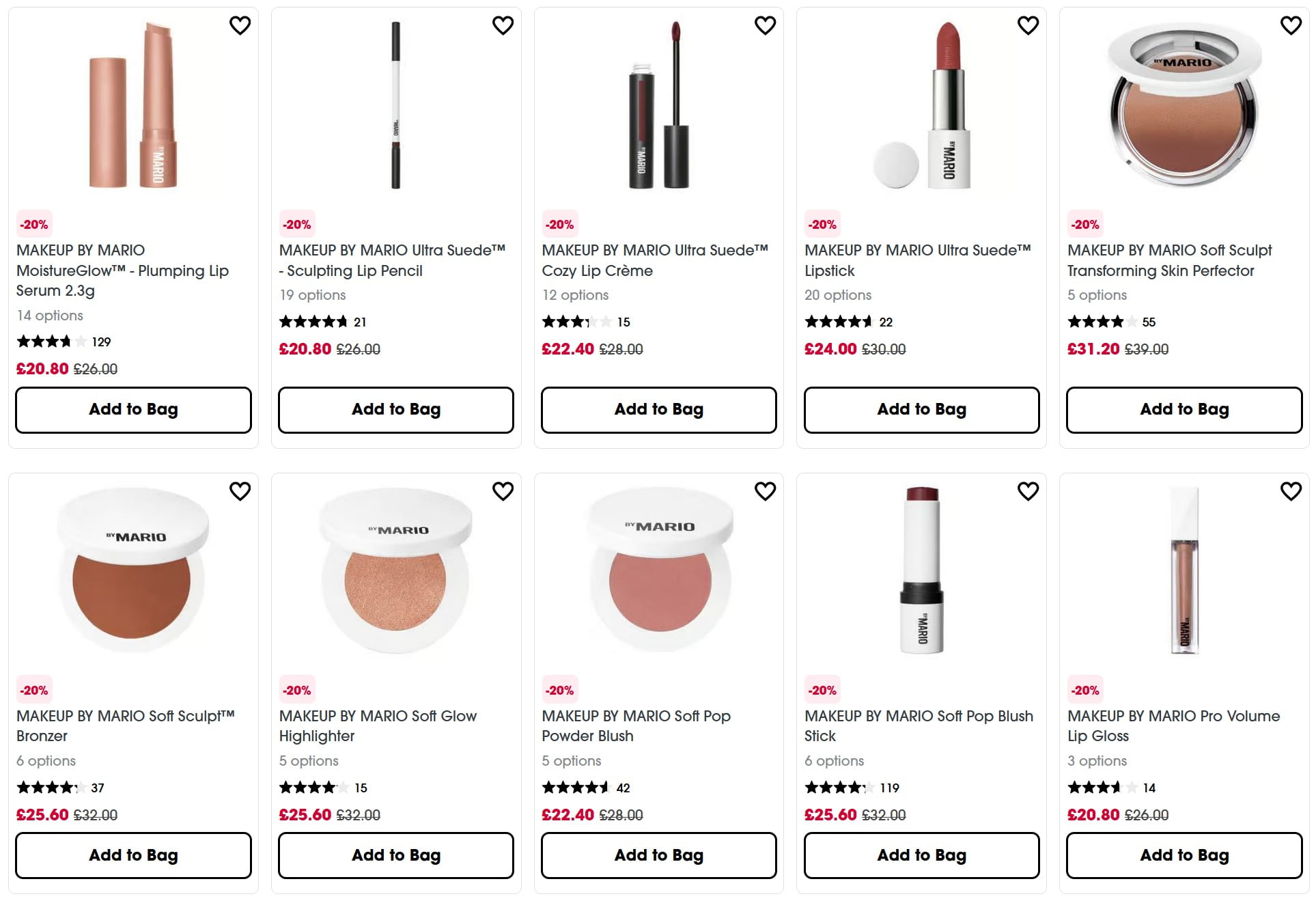 Up to 20% off Makeup by Mario at Sephora UK.