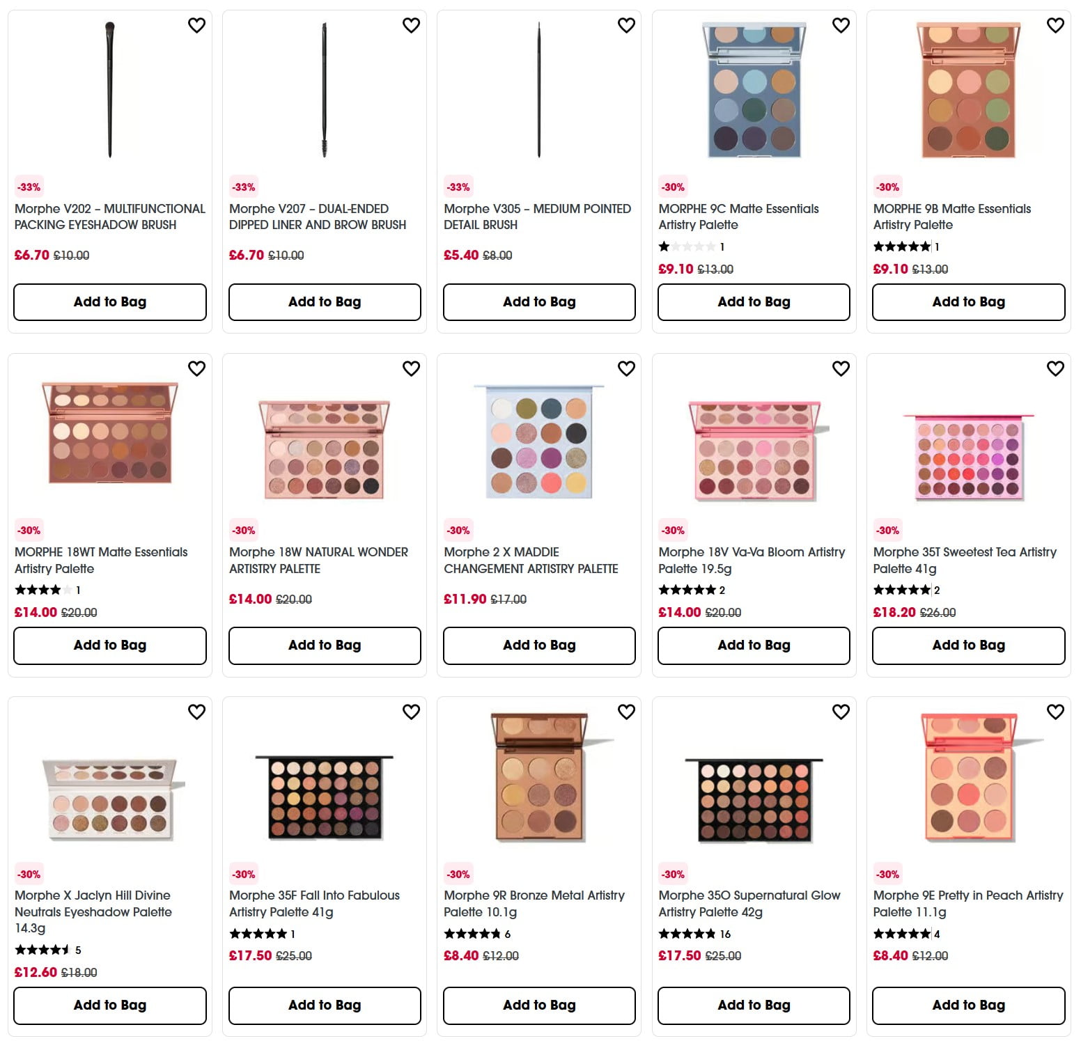Up to 33% off Morphe at Sephora UK