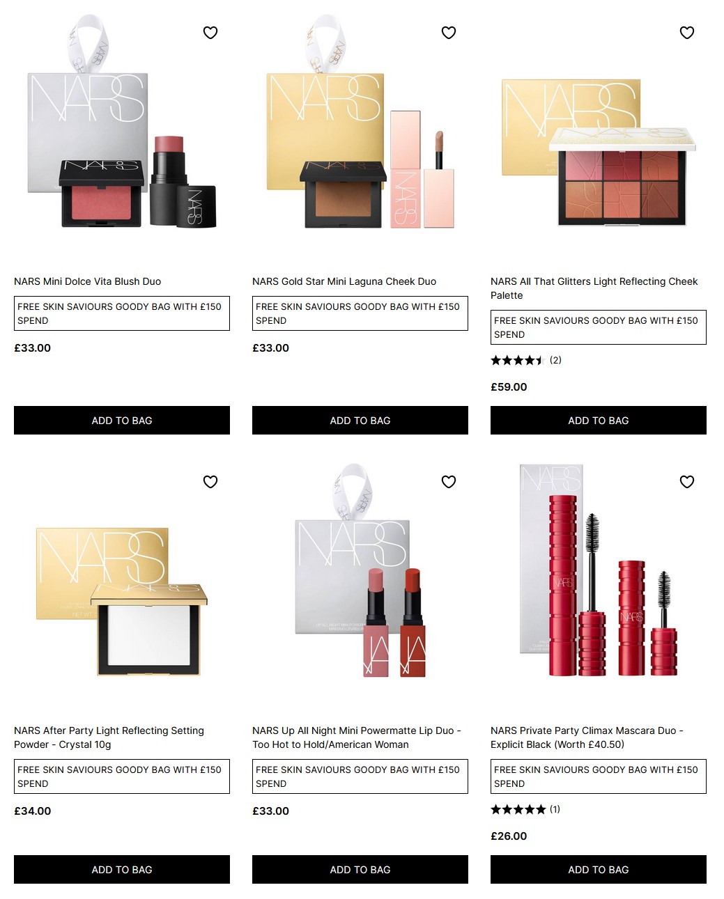 20% off NARS at Cult Beauty + free Kiss The Stars Matte Lip Duo (worth £37) when you spend £50