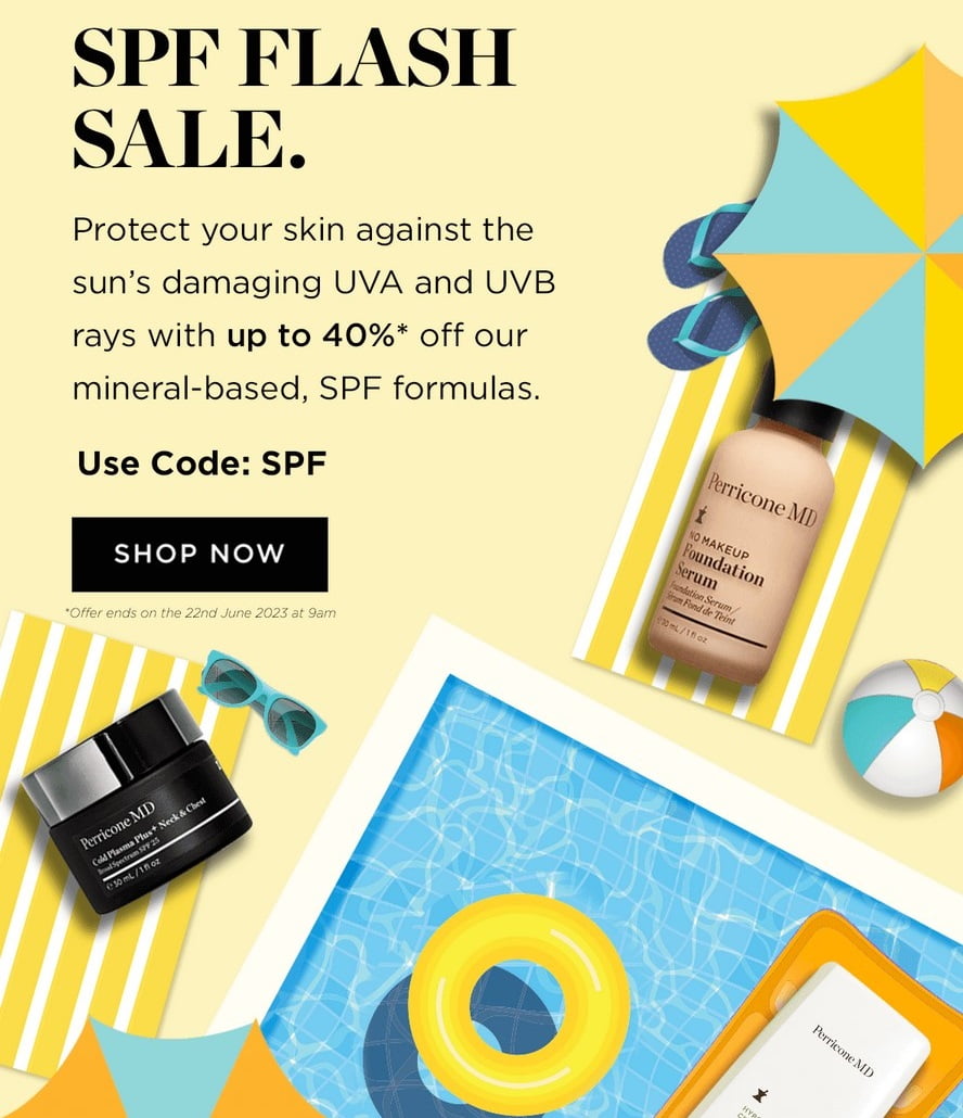 Up to 40% off selected SPF lines at Perricone MD.