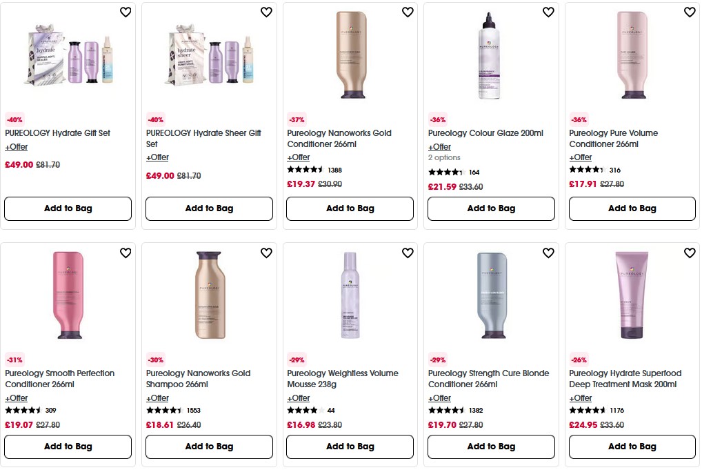 Up to 40% off Pureology at Sephora UK