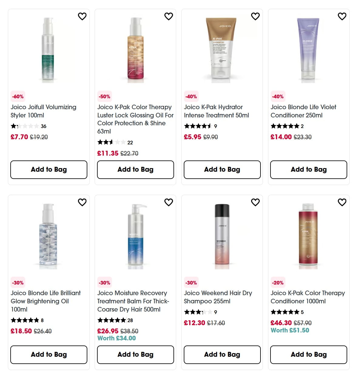 Up to 60% off Joico at Sephora UK