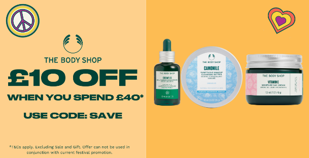 Enjoy £10 off when you spend £40 at The Body Shop