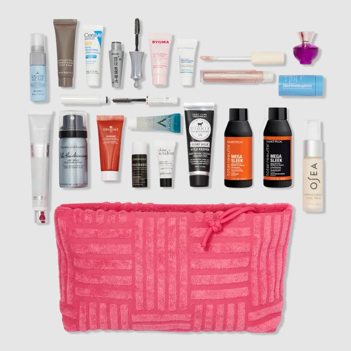 Free Ulta Beauty 20 Piece Pink Beauty Bag with $90 purchase