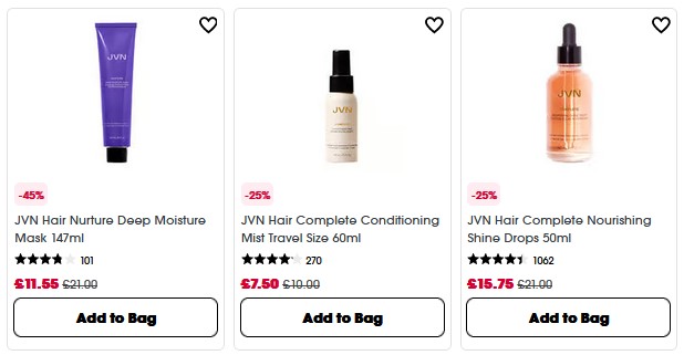 Up to 45% off JVN Hair at Sephora UK