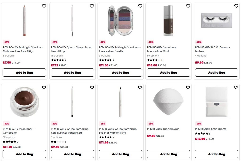 Up to 58% off R.E.M. Beauty at Sephora UK