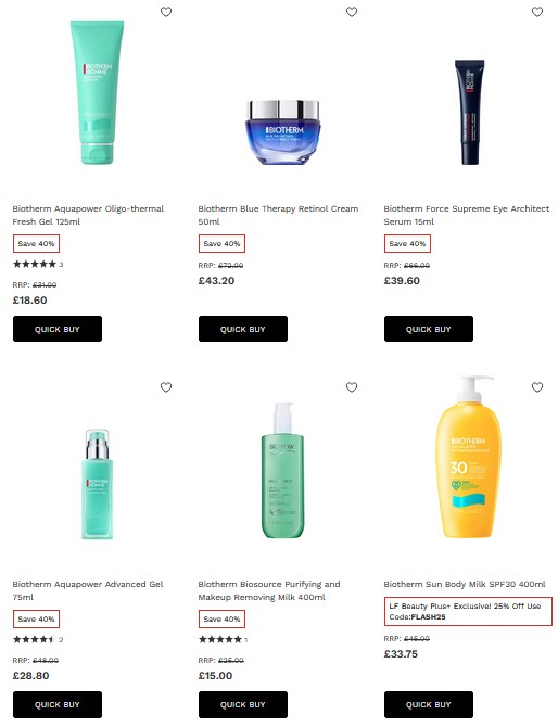 Up to 40% off Biotherm at Lookfantastic
