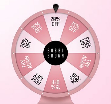 Give the wheel a spin and win up to 20% off your order or free full-size gifts at Bobbi Brown