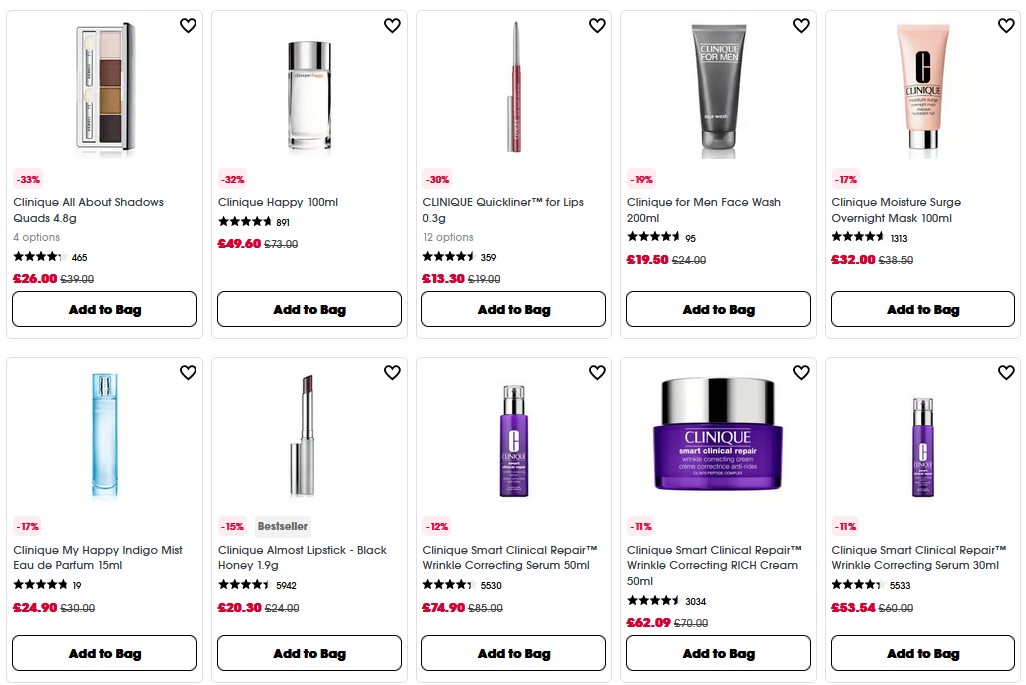 Up to 33% off Clinique at Sephora UK