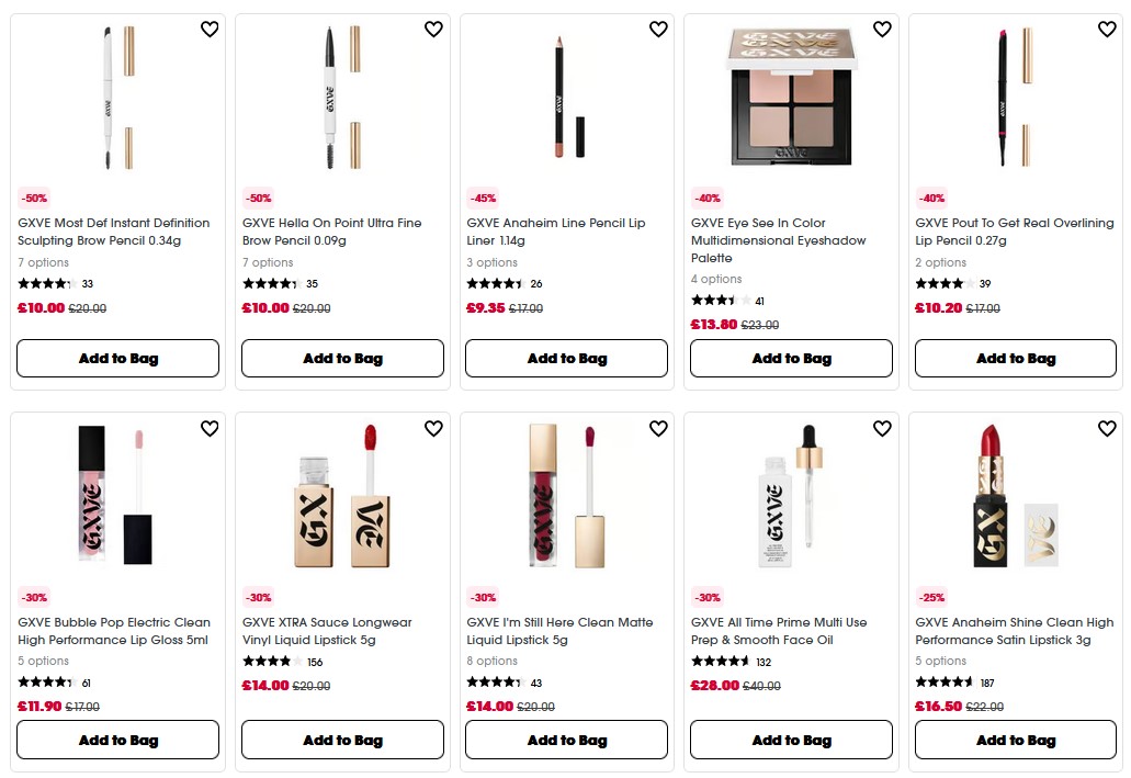 Up to 50% off GXVE at Sephora UK