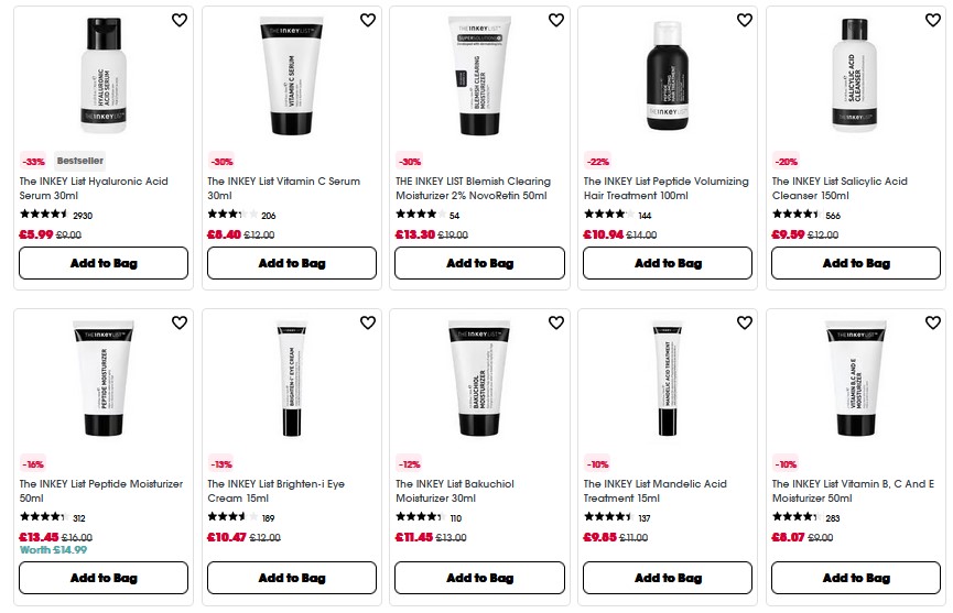 Up to 33% off The INKEY List at Sephora UK