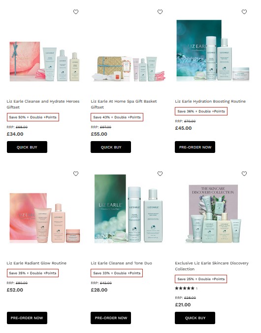 Up to 50% Liz Earle at Lookfantastic +Double +Points