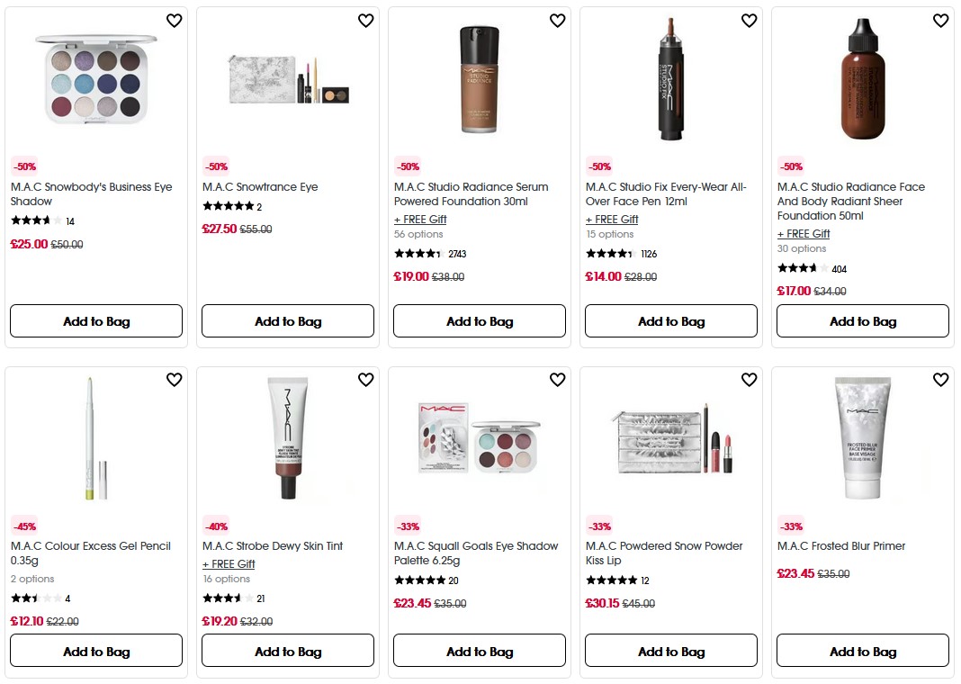Up to 50% off M.A.C. at Sephora UK