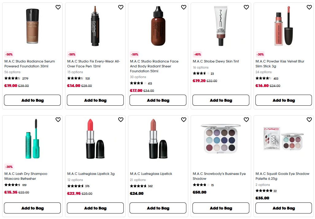Up to 50% off M.A.C at Sephora UK