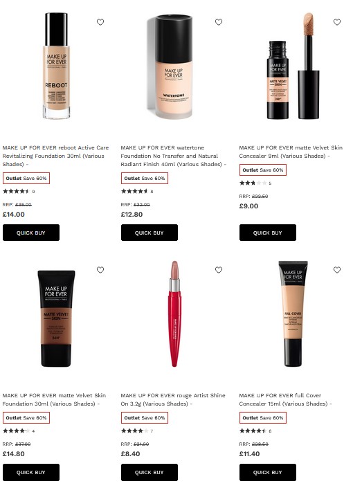 Up to 60% off MAKE UP FOR EVER at Lookfantastic