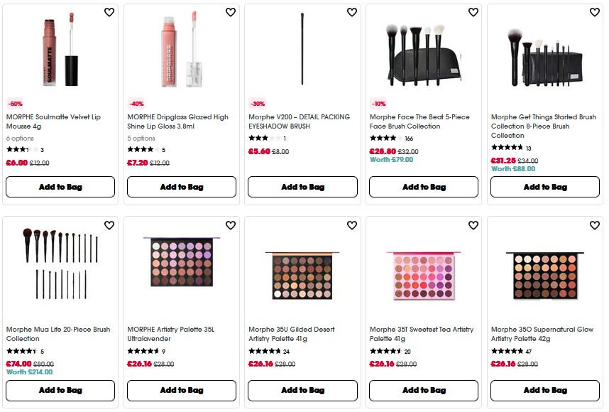 Up to 50% off Morphe at Sephora UK
