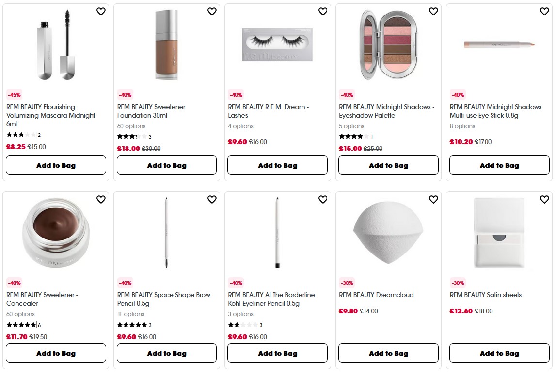 Up to 45% off R.E.M. Beauty at Sephora UK