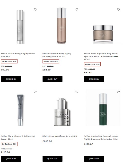 Up to 50% off RéVive Skincare at Lookfantastic