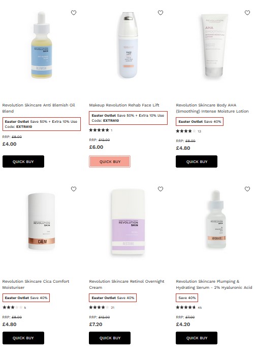 Up to 50% off Revolution Skincare at Lookfantastic