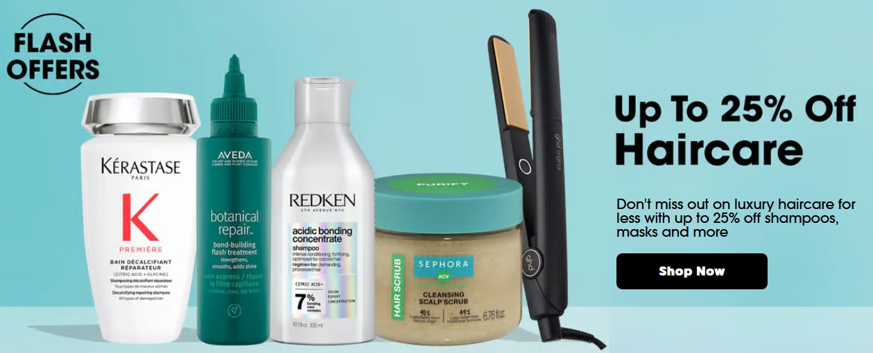 Up to 25% off Hair Care at Sephora UK