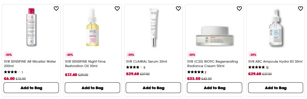 Up to 50% off SVR at Sephora UK