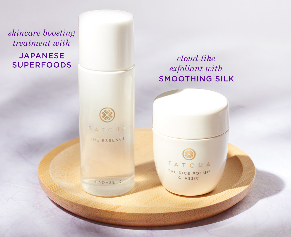 Free trial-size Essence & travel-size Rice Polish: Classic when you spend £100 at Tatcha