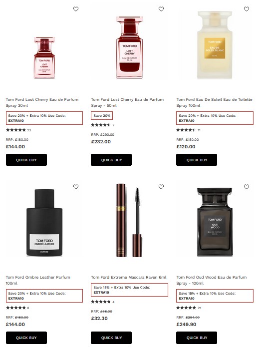 Up to 20% off Tom Ford at Lookfantastic