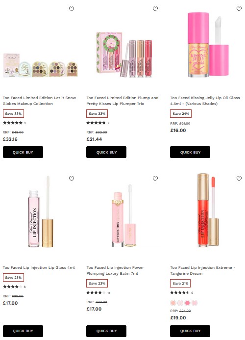 Up to 33% off Too Faced at Lookfantastic