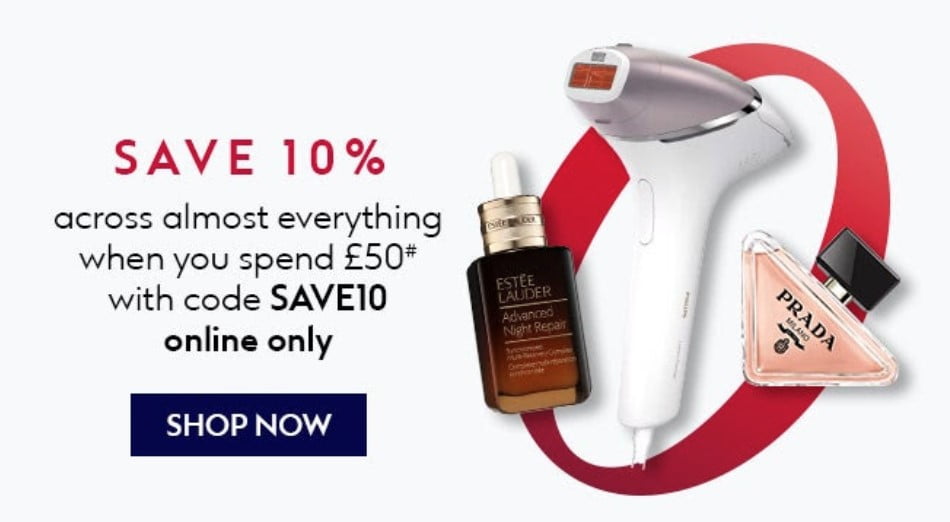 Save 10% when you spend £50 across almost everything at Boots
