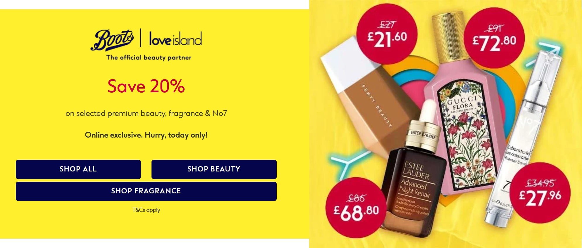 Save 20% on selected premium beauty, fragrance and No7 at Boots