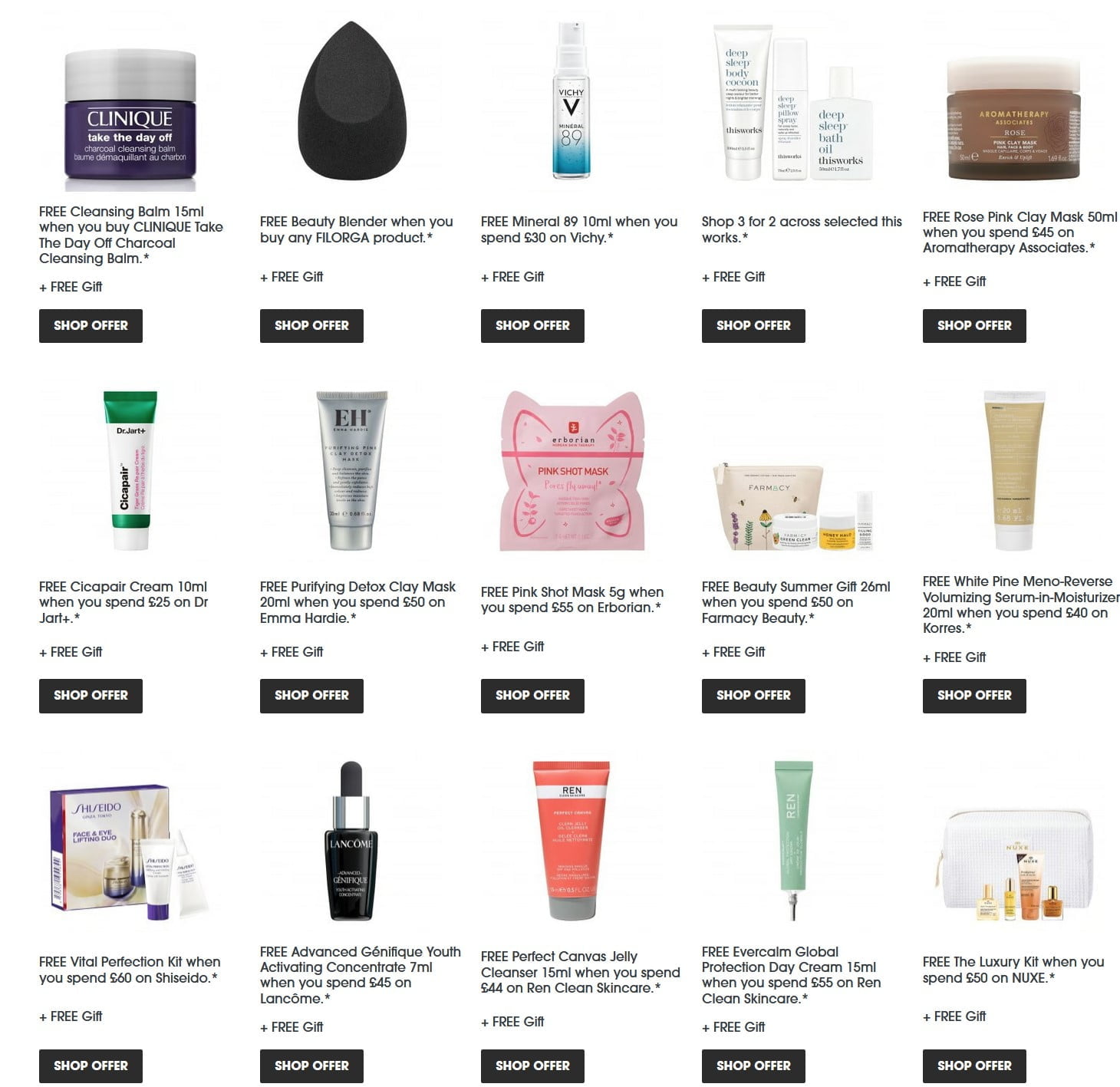 Gift with purchase offers at Sephora UK