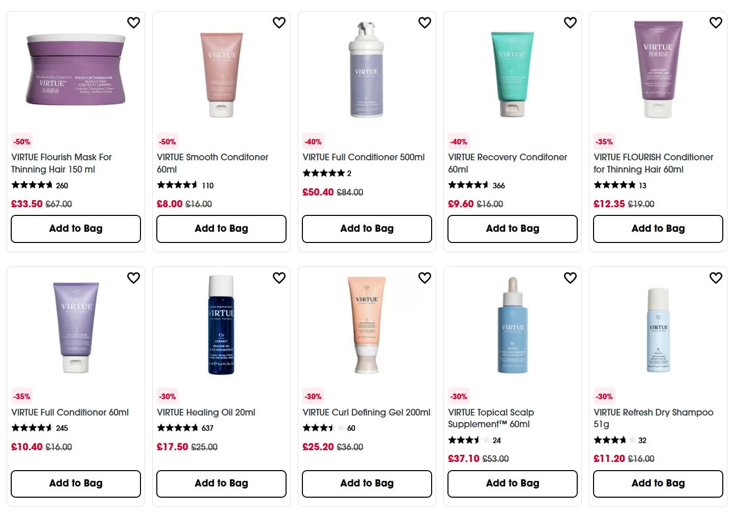 Up to 50% off Virtue at Sephora UK