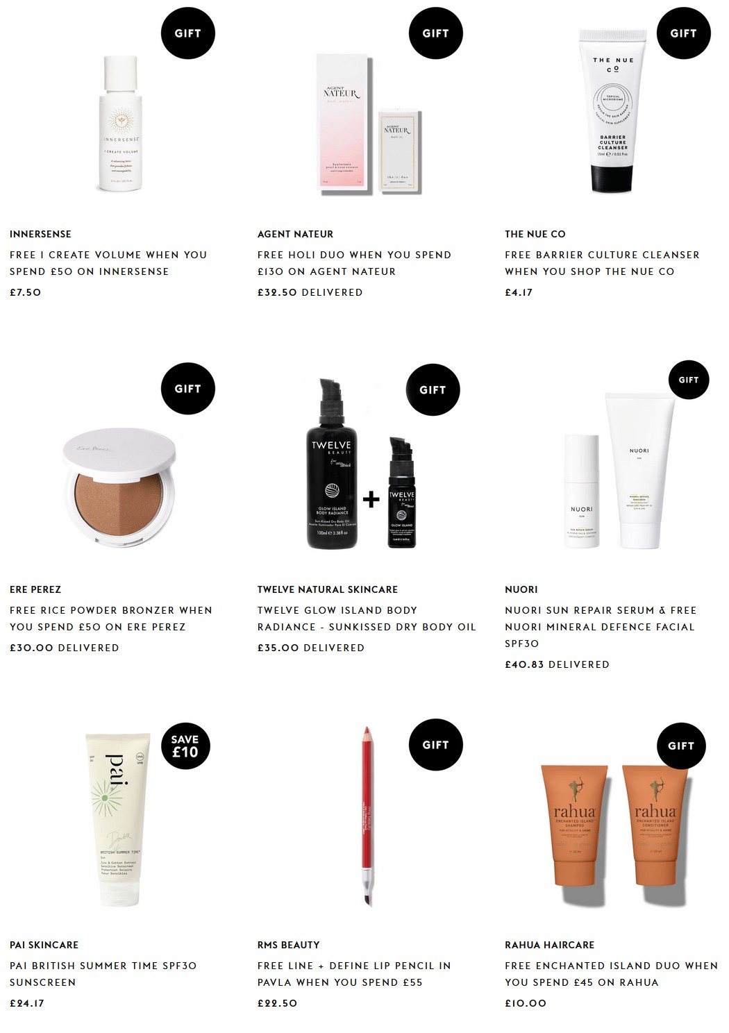 Gift with purchase offers at Content Beauty & Wellbeing