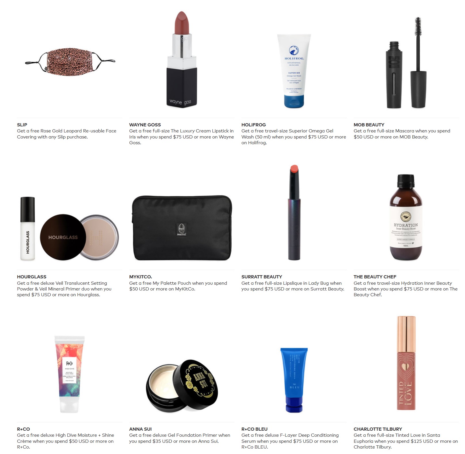 Gift with purchase offers at Beautylish.