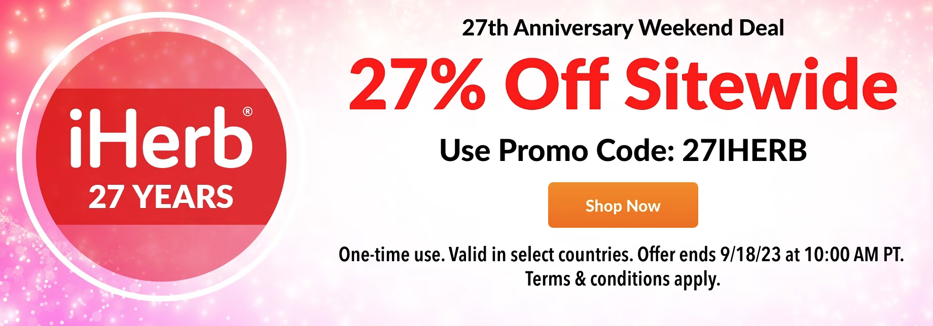 27% off sitewide at iHerb