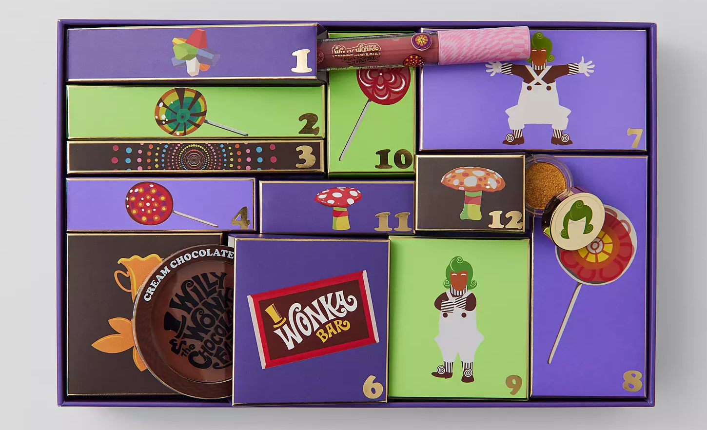 Revolution x Willy Wonka & The Chocolate Factory Advent Calendar 2023 contents