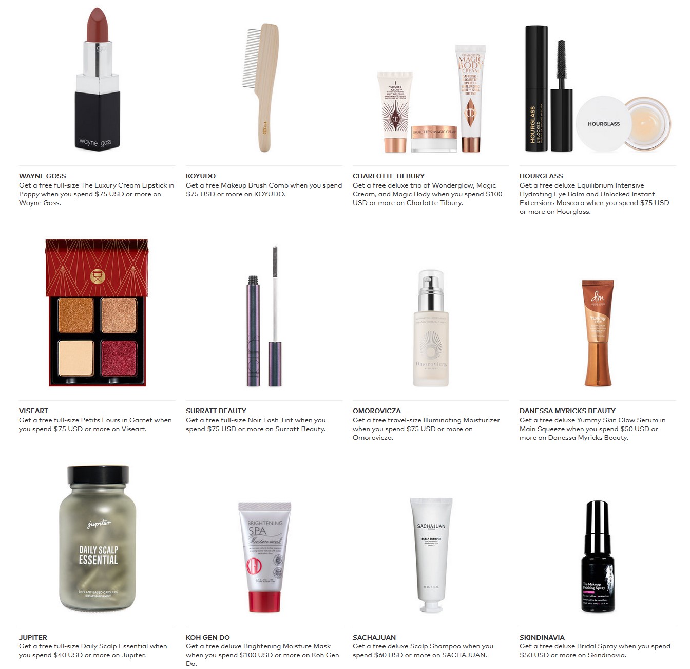 Gift with purchase offers at Beautylish