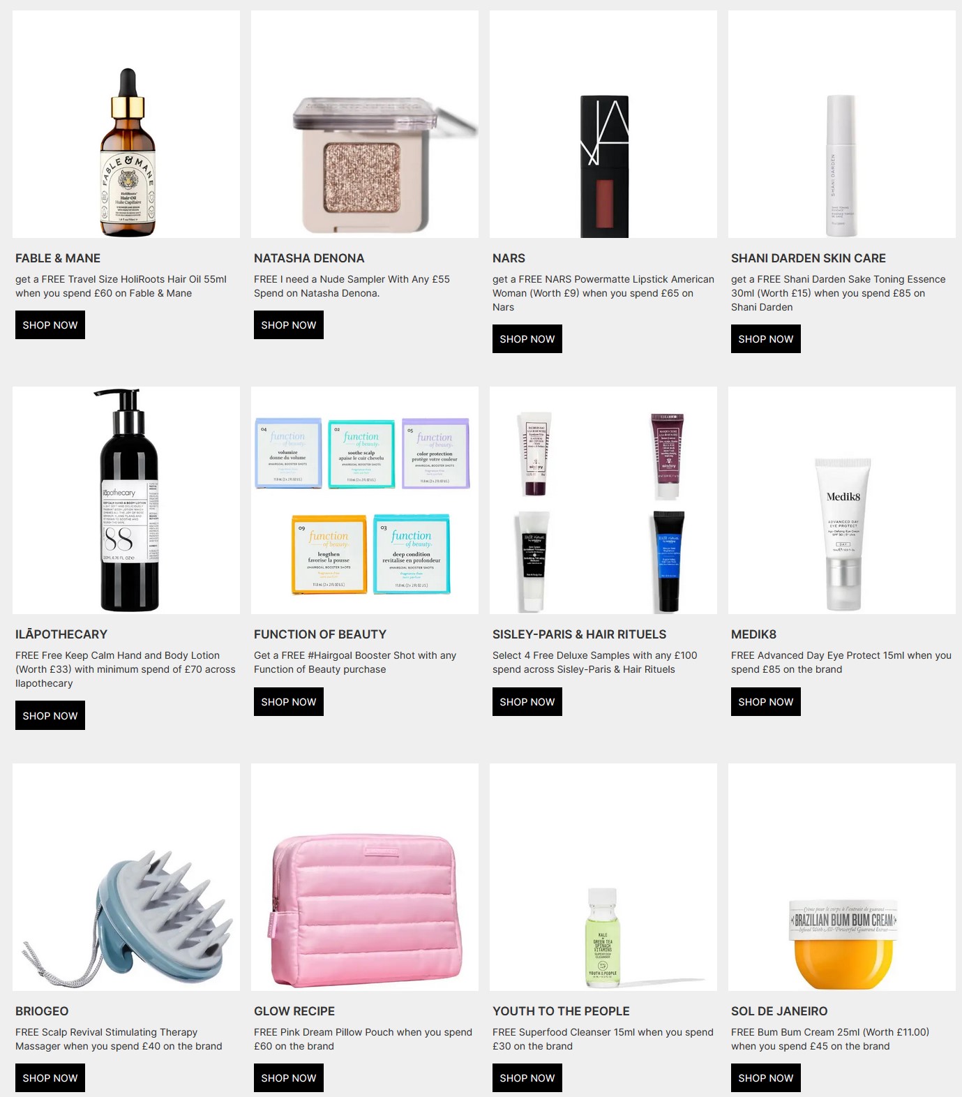 Gift with purchase offers at Cult Beauty
