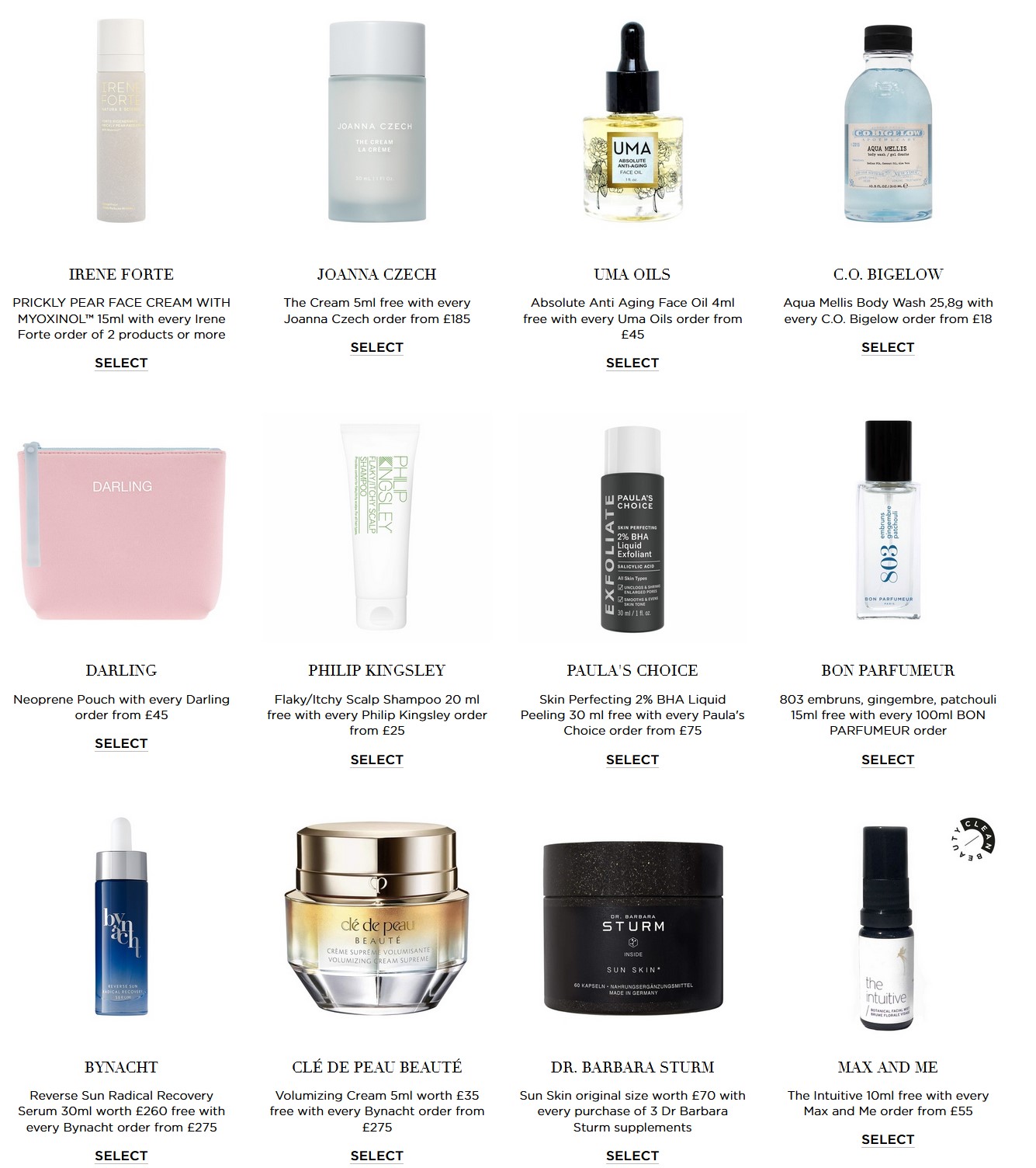 Gift with purchase offers at Niche Beauty.