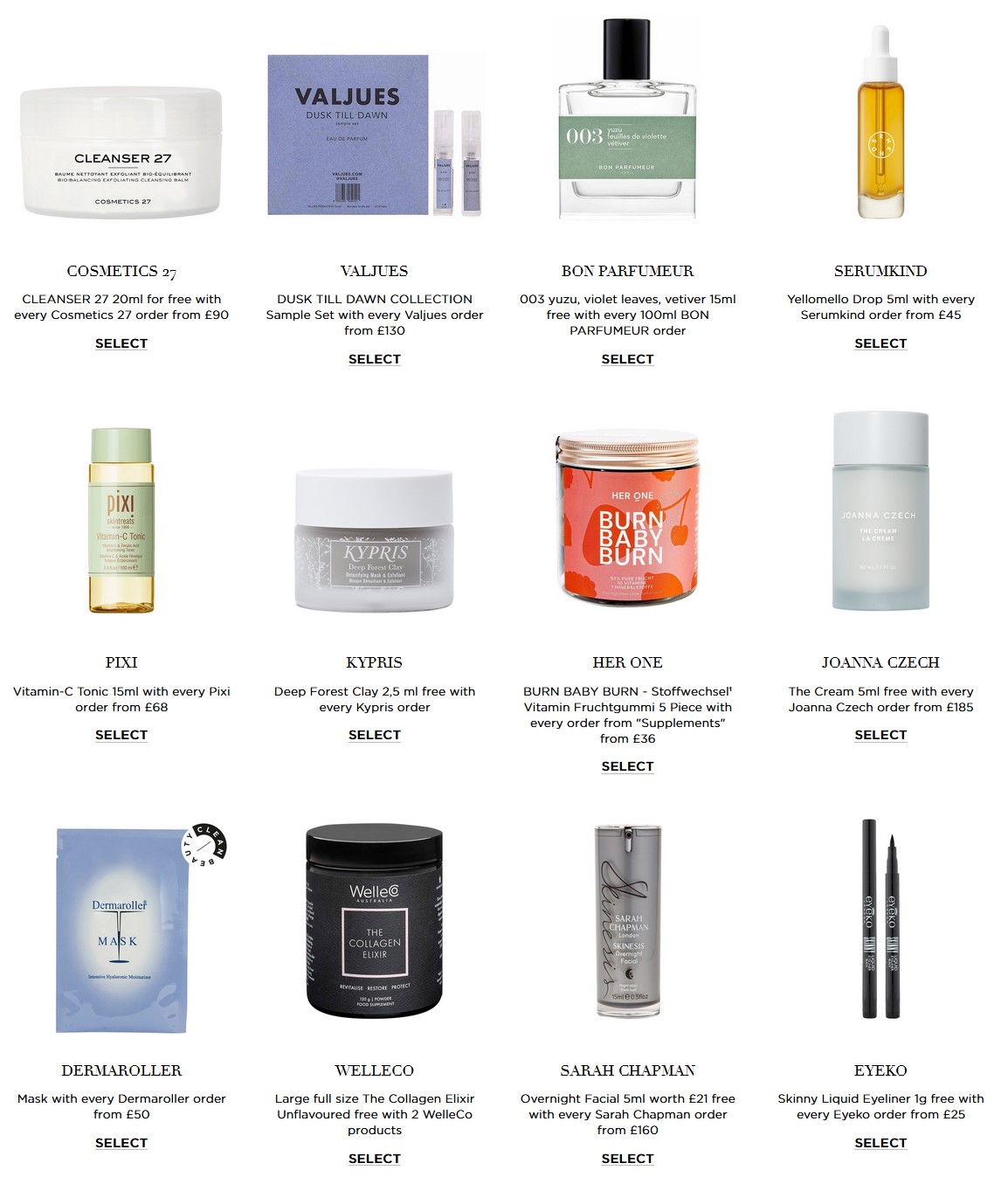 Gift with purchase offers at Niche Beauty