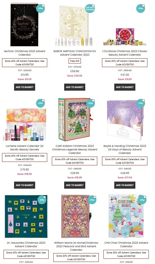 30% off selected Advent Calendars at Allbeauty