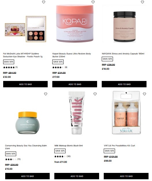 Up to 50% off selected at Cult Beauty