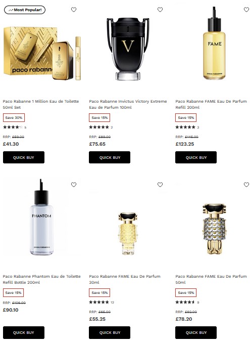 Up to 30% on Paco Rabanne at Lookfantastic