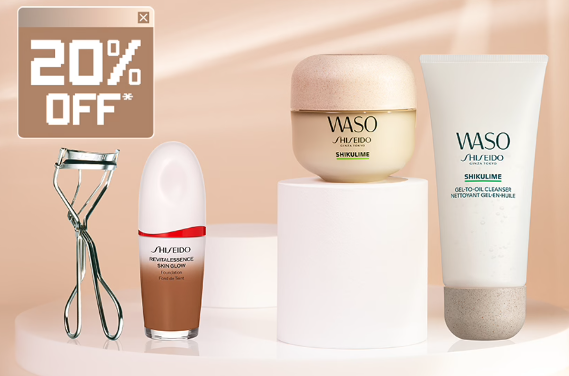 20% off Waso & all Makeup at Shiseido