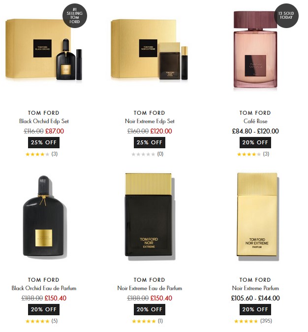 20-25% off Tom Ford at Space NK
