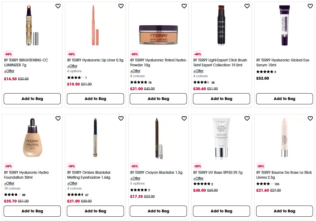 Up to 50% off selected by Terry at Sephora UK
