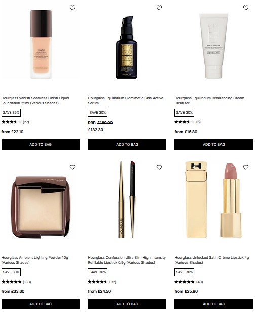 Up to 35% off selected Hourglass at Cult Beauty
