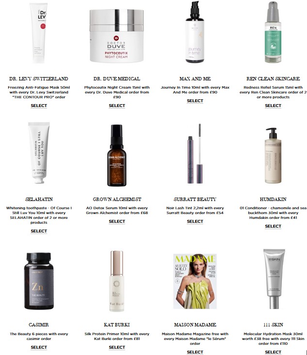 Gift with purchase offers at Niche Beauty.