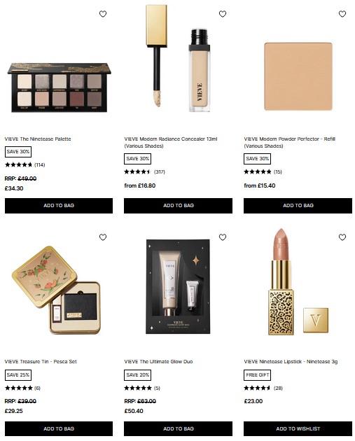 Up to 30% off selected Vieve at Cult Beauty